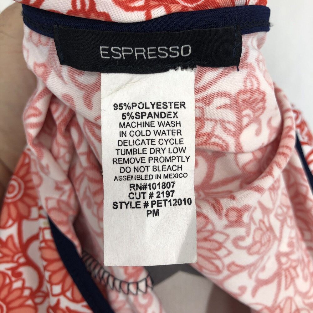 Espresso Pink Floral Blue Short Sleeve Stretch Shirt PET12010 Medium Petite - Picture 4 of 4